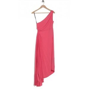 Nicole Miller Asymmetrical One Shoulder Pleated Maxi Dress Pink Paradise Size 14